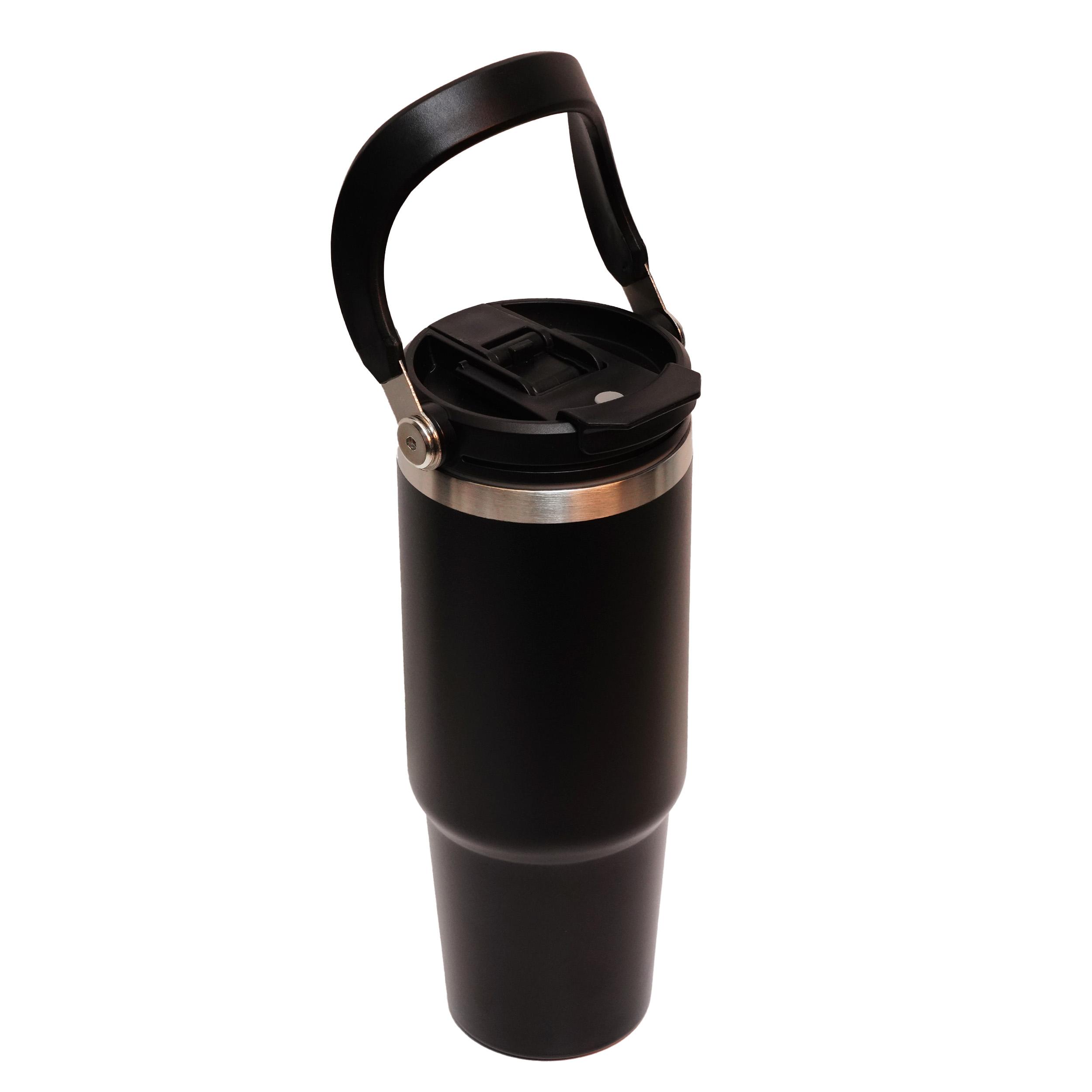 Personalised Travel Coffee Mug Stainless Steel Water Bottles - Black